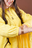 Girls Eid Dress | Yellow & Gold | Casual Plus 3 Piece Suit  | Cotton Jacquard Masuri | GBD-03318