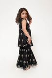 Kids Casual Dress | Black & Fawn | Casual 3 Piece Suit | Cotton Lawn Printed | KAD-03495