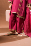 Kids Eid Dress | Magenta & Gold | Casual Plus 3 Piece Suit | Cotton Jacquard | KBD-03383