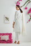LAD-03169 | White & Gold | Casual 3 Piece Suit | Cotton Lawn Printed