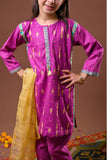 Kids Eid Dress | Magenta & Multicolor | Casual Plus 3 Piece suit | Cotton Gold Printed Lawn | KBD-03209