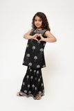 Kids Casual Dress | Black & Fawn | Casual 3 Piece Suit | Cotton Lawn Printed | KAD-03495