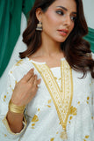 Women Casual Dress | White & Gold | Casual Plus 3 Piece Suit | Cotton Lawn Glitter Print | LBD-03517