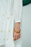 Kids Casual Dress | White &Gold | casual 2 Piece Suit | Cotton Plain Emb | KAD-03508