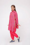 Girls Winter Dress | Shocking Pink & Multicolor | Casual 3 Piece Suit  | Cotton Khaddar Printed | GAD-03633