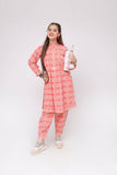 Girls Winter Dress | Fawn & Peach | Casual 2 Piece Suit  | Cotton Khaddar Print | GAC-03579