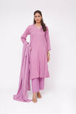 Women Winter Dress | Purple & Gold | Casual 3 Piece Suit | Cotton Dobby Karandi | LAD-03671