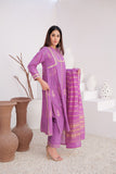 LBD-02894 | Purple & Gold | Casual Plus 3 Piece Suit | Cotton Jacquard