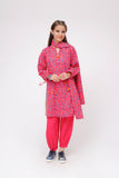 Girls Winter Dress | Shocking Pink & Multicolor | Casual 3 Piece Suit  | Cotton Khaddar Printed | GAD-03633