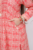 Girls Winter Dress | Fawn & Peach | Casual 2 Piece Suit  | Cotton Khaddar Print | GAC-03579
