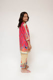 Kids Casual Dress | Showking Pink & Multicolor | Casual 2 Piece Suit | Cotton Lawn Printed Digital Printed | KAC-03472