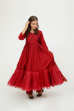 Girls Formal Dress | Maroon & Gold | Formal 3 Piece Suit  | Viscose Chambray Katan | GDD-03566