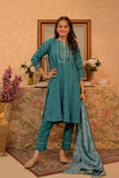 GBD-02864 | Turquoise Blue & Gold | Casual Plus 3 Piece Suit | Cotton Viscose  Filament Jacquard