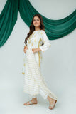 Girls Summer Clothing | White & Gold | Casual Plus 3 Piece Suit  | Cotton Lawn Glitter Print | GBD-03515