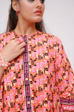 Girls Winter Dress | Orange & Multicolor | Casual 2 Piece Suit  | Cotton Khaddar Print | GAC-03578