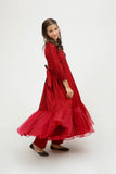 Girls Formal Dress | Maroon & Gold | Formal 3 Piece Suit  | Viscose Chambray Katan | GDD-03566