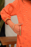 KBD-02923 | Orange & Multicolor | Casual Plus 3 Piece Suit | Cotton Jacquard