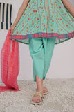 KBD-03024 | Sea Green & Multicolor | Casual Plus 3 Piece Suit | Cotton Gold Printed