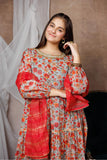 Girls formal clothes | Grey & Multicolor | Formal 3 Piece Suit  | Cotton By Organza Digital Print | GDD-02998