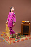 Kids Eid Dress | Magenta & Multicolor | Casual Plus 3 Piece suit | Cotton Gold Printed Lawn | KBD-03209