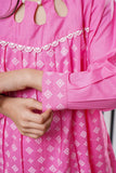 Kids Eid Dress | Pink & Multicolor | Casual 2 Piece Suit | Cotton Plain Cambric | KAC-03264