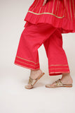 Kids Eid Dress | Shocking Pink & Gold  | Casual Plus 3 Piece Suit | Cotton Dobby | KBD-03458