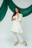 Girls Summer Clothing | White & Gold | Casual Plus 3 Piece Suit  | Cotton Lawn Glitter Print | GBD-03515