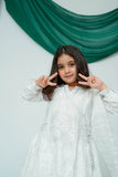 Kids Casual Dress | White & Silver | Casual 3 Piece Suit | Cotton Lawn Glitter Print | KBD-03512
