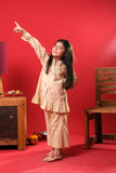 Kids Eid Dress | Beige & Multicolor | Casual 2 Piece Suit | Cotton Plain Cambric | KAC-03275