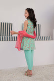 KBD-03024 | Sea Green & Multicolor | Casual Plus 3 Piece Suit | Cotton Gold Printed