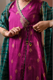 Girls Eid Dress | Magenta & Multicolor | Formal 3 Piece Suit  | Viscose Raw Silk | GDD-03294
