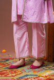 Girls Eid Dress | Pink & Gold | Casual Plus 3 Piece Suit  | Cotton Jacquard Masuri | GBD-03317
