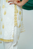 Girls Summer Clothing | White & Gold | Casual Plus 3 Piece Suit  | Cotton Lawn Glitter Print | GBD-03515