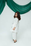 Kids Casual Dress | White & Silver | Casual 3 Piece Suit | Cotton Lawn Glitter Print | KBD-03512