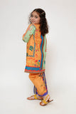 Kids Casual Dress | Mustard & Multicolor | Casual 2 Piece Suit | Cotton Lawn Digital Printed | KAC-03469