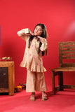 Kids Eid Dress | Beige & Multicolor | Casual 2 Piece Suit | Cotton Plain Cambric | KAC-03275