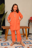 KBD-02923 | Orange & Multicolor | Casual Plus 3 Piece Suit | Cotton Jacquard