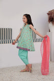 KBD-03024 | Sea Green & Multicolor | Casual Plus 3 Piece Suit | Cotton Gold Printed