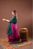 Girls Eid Dress | Magenta & Multicolor | Formal 3 Piece Suit  | Viscose Raw Silk | GDD-03294