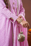 Girls Eid Dress | Pink & Gold | Casual Plus 3 Piece Suit  | Cotton Jacquard Masuri | GBD-03317