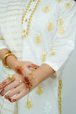 Girls Summer Clothing | White & Gold | Casual Plus 3 Piece Suit  | Cotton Lawn Glitter Print | GBD-03515