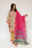 Women Eid Dress | Fawn & Multicolor | Casual 3 Piece Suit | Cotton Lawn Printed | LAD-03434