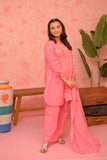 GAD-02877 | Shocking Pink & Silver | Casual 3 Piece Suit | Cotton Self dobby