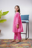 Kids Eid Dress | Pink & Multicolor | Casual 2 Piece Suit | Cotton Plain Cambric | KAC-03264