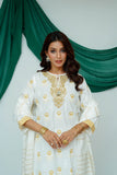 Women Casual Dress | White & Gold | Casual Plus 3 Piece Suit | Cotton Lawn Glitter Print | LBD-03516