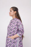 Girls Winter Dress | Purple & Multicolor | Casual 2 Piece Suit  | Cotton Khaddar Print | GAC-03580