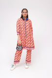 Girls Winter Dress | Orange & Multicolor | Casual 2 Piece Suit  | Cotton Khaddar Print | GAC-03578