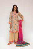 Women Eid Dress | Fawn & Multicolor | Casual 3 Piece Suit | Cotton Lawn Printed | LAD-03434