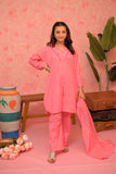 GAD-02877 | Shocking Pink & Silver | Casual 3 Piece Suit | Cotton Self dobby