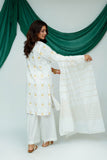 Women Casual Dress | White & Gold | Casual Plus 3 Piece Suit | Cotton Lawn Glitter Print | LBD-03516
